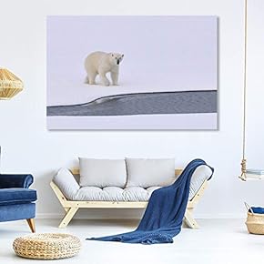 Canvas Wall Art for Living Room,Bedroom Home Artwork Paintings Snow Mountain Forest Polar Bear Ready to Hang - 12x18 inches