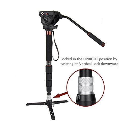 Camera Monopod Kit, Cayer CT35DV 68 inch Carbon Fiber Video Monopod Leg and K3 Fluid Head with Removable Tripod Base for DSLR and Video Camera Camcorders,Plus 1 Extra Quick Release Plate,Carrying Bag