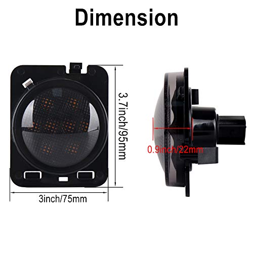 Smoke Lens LED Side Marker Front Fender Amber Turn Signal Parking Lights for Jeep Wrangler 2007-2017 - Thumbnail 2