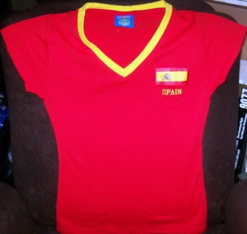 2010 WORLD CUP LADIES SPANDEX STRETCH SPAIN SOCCER TSHIRT SIZE LARGE (red)