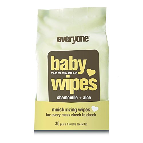 Everyone Mild and Moisturizing Baby Wipes, Natural Chamomile and Aloe, 30 Flushable Towlettes, 6 Count