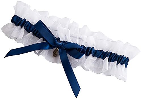BEAUTY YOU YouBeauty Navy Blue Vintage Organza With Satin Bowknot Bridal Wedding Garter