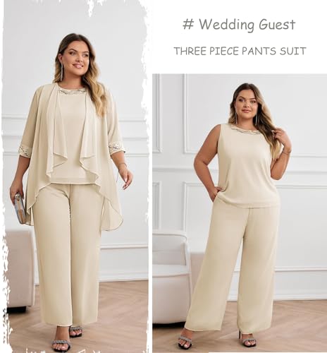 Hanna Nikole 3 Piece Chiffon Mother of the Bride Wedding Guest Formal Dresses Set with Jacket