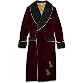 Men’s Burgundy Velvet Smoking Jacket with Black Quilted Shawl Collar | Premium Long Dinner & Party Robe