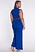 roswear Women's Plus Size Plunge Neck Button Up Dressy Jumpsuits Royal Blue XL