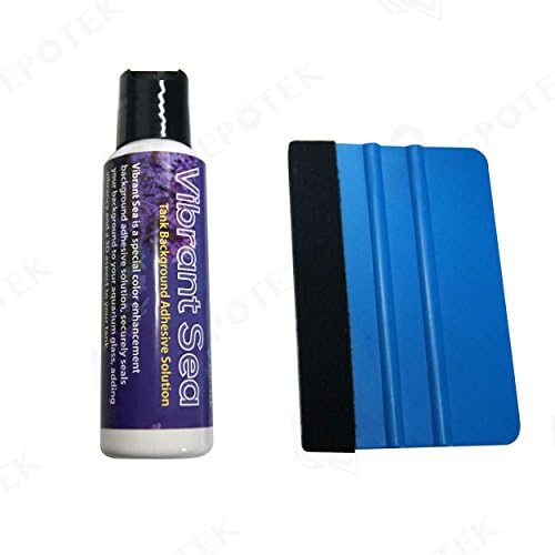 Vepotek Vibrant Sea Mounting &amp; Glue Solution Combo Kit For Aquarium Background W/ Squeegee (Mounting Glue Set 2oz)