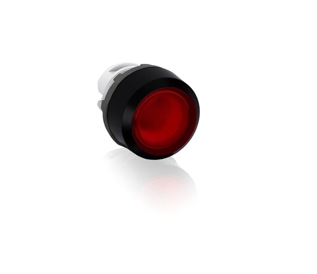 ABB MP1-11R Modular Pushbutton, Momentary, Flush, Red, Illuminated, Black plastic, No Contact Block (ABB1SFA611100R1101)