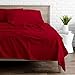 Bare Home Flannel Sheet Set 100% Cotton, Velvety Soft Heavyweight - Double Brushed Flannel - Deep Pocket (Split King, Red)