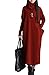 Mordenmiss Women's New Piles Collar Basic Long Dress with Big Pocket