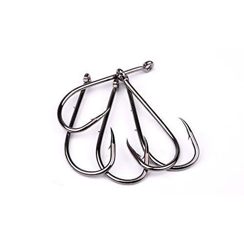 Proberos 200pcs Fishing Hooks Baitholder Octpus Jig Circle Hook Saltwater Freshwater Multiple Size 6# to 6/0# Black Jigging Hooks Whopper Pack(3)