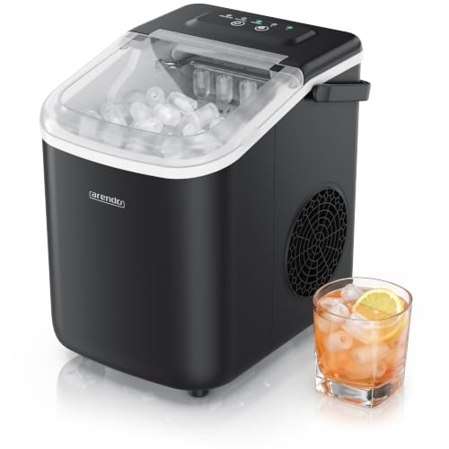 Arendo - Eiswürfelmaschine klein – max. 12 kg Eis pro Tag – 2 Größen große Würfel und kleine Würfel - großes Sichtfenster – doppelwandig – Eiswürfel B