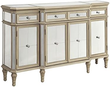 Estaline Champagne Mirrored Four Drawer Four Door Credenza