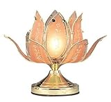 OK LIGHITNG OK-814G-P 10 in. Pink Flower Touch Lamp