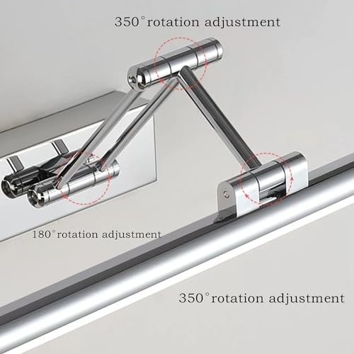 YHTlaeh LED Mirror Lamp 10 W 720 Lumen Bathroom Mirror Neutral White 4000 K Bathroom Lamp IP44 Waterproof No Flicker 230 V (Chrome, 40 cm)