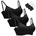 Women's 3-Pack Adjustable Seamless Nursing Bra Push Up Comfort Sleep Bralette Black Large