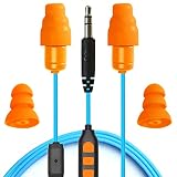 Plugfones Guardian Plus In-Ear Earplug Earbud Hybrid - Noise Reduction In-Ear Headphones with Noise Isolating Mic and Controls (Orange & Blue)