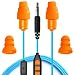 Plugfones Guardian Plus In-Ear Earplug Earbud Hybrid - Noise Reduction In-Ear Headphones with Noise Isolating Mic and Controls (Orange & Blue)