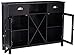King's Brand Wood Wine Rack Console Sideboard Table with Drawers and Storage, Black Finish