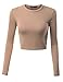 Doublju Womens Basic Long Sleeve Crop Top