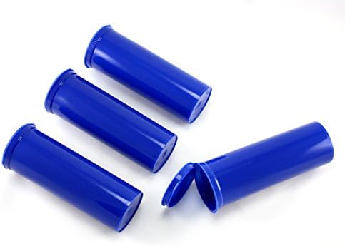Skyway Viper Waterproof Airtight Smell Proof Stash Box Odor Sealing Container Prescription Vial Bottle with Child Resistant Squeeze Top Cap 7.5 OZ 60 Dram - Set of 4 (Blue)