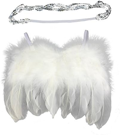 Rebecca online Newborn Baby Feather Angel Wings With Hairband, Halo Set (White) (White)