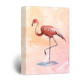 Watercolor Painting Style Pink Flamingo