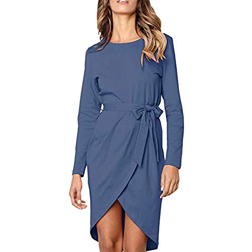 Click Here to See More Images Women Dress,Dainzuy Casual Long Sleeve Front Slit Bandage Wrap Mini Dress