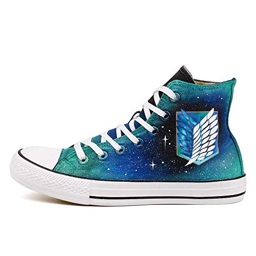 Anime Fans Attack on Titan Shingeki No Kyojin Wings of Freedom Cosplay Canvas Shoes Sneakers Luminous Women Men Casual Flats Espadrilles (9 Women / 7.5 Men /CN41, Black TS-Z011HY)