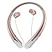 INMAS Bluetooth Heaphones, Wireless Retractable Neckband Noise Canceling Stereo Headpsets, Bluetooth V4.1 Sport Headphones Built-in Microphone For iPhone Android Samsung Mobile Phones (Rose Gold)