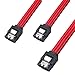 QIVYNSRY 3PACK SATA Cable III 3 Pack 6Gbps Straight HDD SDD Data Cable with Locking Latch 50cm 18 Inch for SATA HDD, SSD, CD Driver, CD Writer, Red