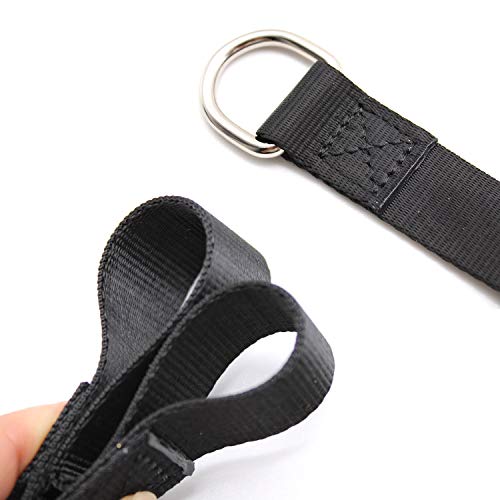YFaith 2 Stück 30 cm Swing Hanging Kit, Hängematte Befestigung, Aufhängeset mit 2 Schwerlast Karabinern und D Ringen, für Gartenschaukel Baumschaukel Hängematte Hängesessel (Schwarz) – Bild 5