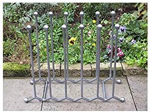 FJB Wrought Iron Wellington Boot Rack 6 Pairs Zigzag Gun Metal Grey