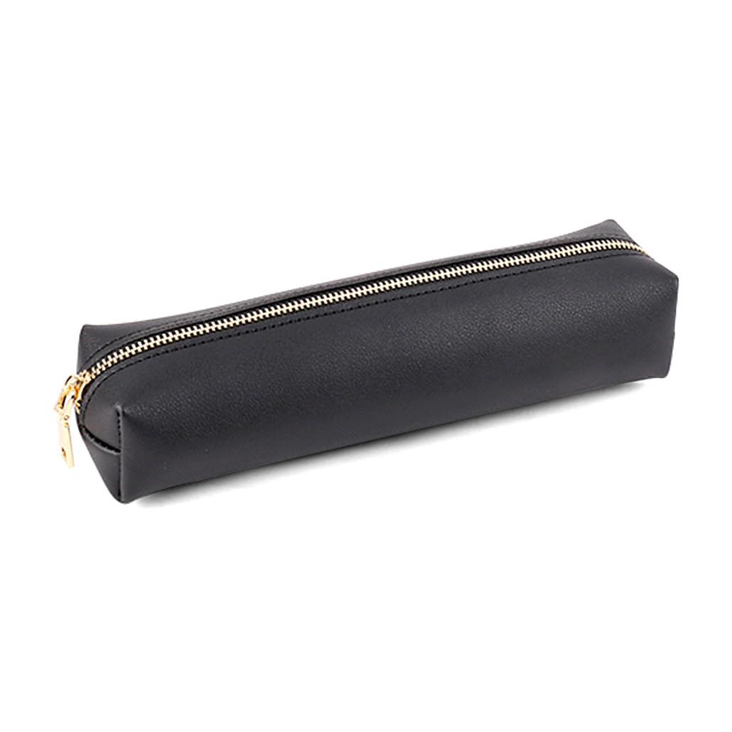 iSuperb Pencil Case Leather Pencil Case Teenager Pencil Case Pencil Pouch for Office Organizer School Girls Student Gift Portable Stationery Pencil Bag for Office (Black)