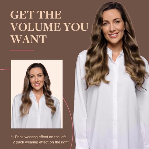 GOO GOO Natural Hair Clip in Extensions, 7pcs 120g 50cm 4/27/4 Chocolate Brown to Caramel Blonde, Natural Hair Extensions