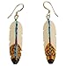 Silver Plated Hand Painted Bone Feather Earrings