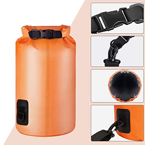 Boncas Waterproof Backpack, 20L Dry Bag with Waterproof Phone Pounch, Roll Top Bag Dry Sack Waterproof Dry Bag Perfect for Kayaking, Fishing, Rafting-Orange