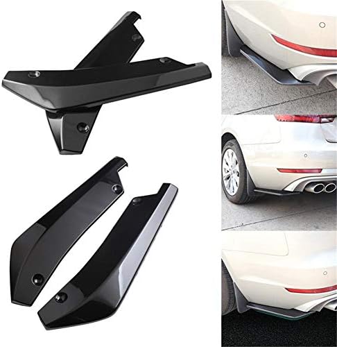 Eillybird NEW 2Pcs Universal Car Bumper Spoiler Rear lip Canard Diffuser wrap angle Shovel Decorative Scratch Resistant Winglet-Black