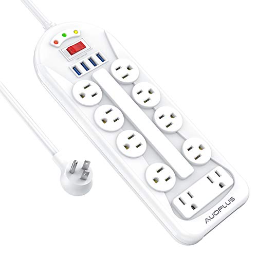 Surge Protector Power Strip with USB, 6ft Extension Cord, 10 Outlets and 4 USB Ports, AUOPLUS Mountable Power Strips…