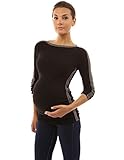 PattyBoutik Mama Trimmed Boat Neck Long Sleeve Maternity Tunic