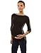 PattyBoutik Mama Trimmed Boat Neck Long Sleeve Maternity Tunic (Black M)