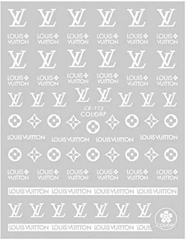 JoyKott Luxury Brand Nail Art Sticker LV (White)