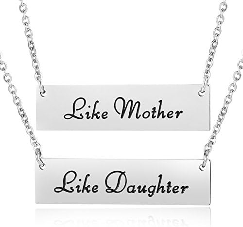 ELOI Mother's Day Necklace Bar Mother Daughter Jewelry Sets Stainless Steel Pendant Gift for Mom
