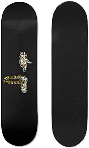 PPKIBYY2 Golden Neckless Double Slide Board Skateboard 7.5 Inch X 31 Inch Skate For Sports And Outdoor Complete Skateboard One Sizes 7.5 Inch X 31 Inch