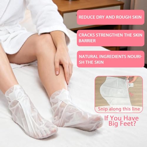 2 Pairs Exfoliating Peeling Foot Mask, Soft Exfoliating Action, Heels and Dry Dead Skin for Soft Feet, Long Moisturizing, Moisturizing Foot Mask (Pink/Aloe)