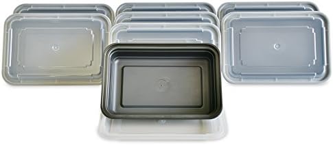 Yohino Meal Prep Containers with Leak Resistant Lids (8-Piece Set) – Reusable, 1 Compartment Bento Box for Lunch – Food Portion Control – Supports Healthy Eating, Weight Loss and Diet Plans