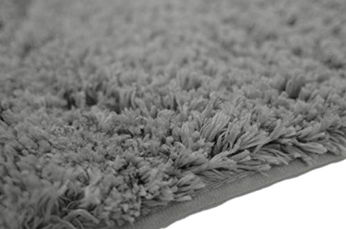 Mary 3 Piece Bathroom Rug Set, Luxury Soft Plush Shaggy Thick Fluffy Microfiber Bath Mat, Countour Rug, Toilet Seat Lid Cover, Non-Slip Rubber Back, Floor Mats Water Absorbent (Grey) - Thumbnail 4