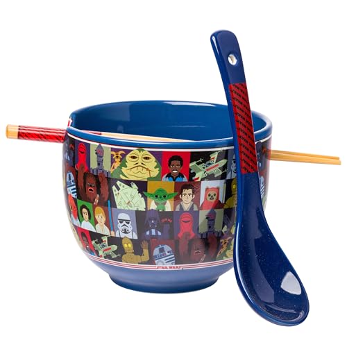 Silver Buffalo Star Wars Characters Ceramic Ramen Noodle Rice Bowl with Chopsti…