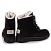 Susanny Suede Flat Platform Sneaker Shoes Plus Velvet Winter Women's Lace Up Black Cotton Snow Boots 8.5 B (M) US