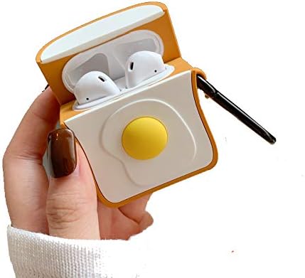 Airpod Case for Apple Airpods 1&2, Cute 3D Funny Cartoon Soft Silicone Cover, Kawaii Fun Cool Keychain Design Skin, Fashion Color Cases for Girls Kids Boys Air pods (Yellow)