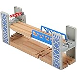 Z MAYABBO Wooden Train Set Accessories Wood Railway Bridge for Railroad Tracks, 2-Level Overpass Compatible for All Railway Tracks System